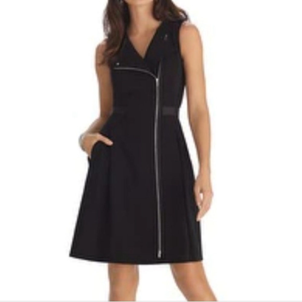 White House Black Market Black Zip-Front Dress